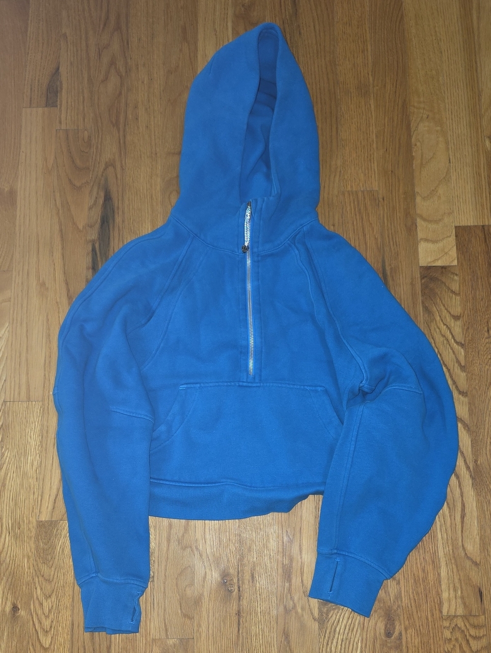 Lululemon Pool Blue Cropped Blue Half-Zip Hoodie